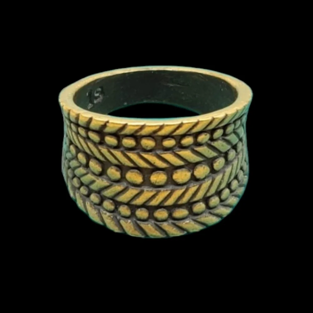 Bronze Tone Thick Wheat Print Band Ring